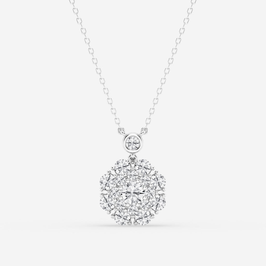 1.51 TCW Round Moissanite Diamond Vintage Multidimensional Pendant Necklace