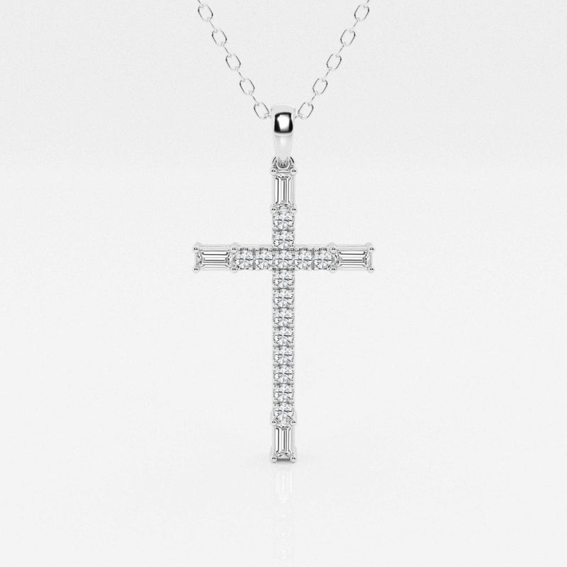 0.24 TCW Round Moissanite Diamond Cross Necklace