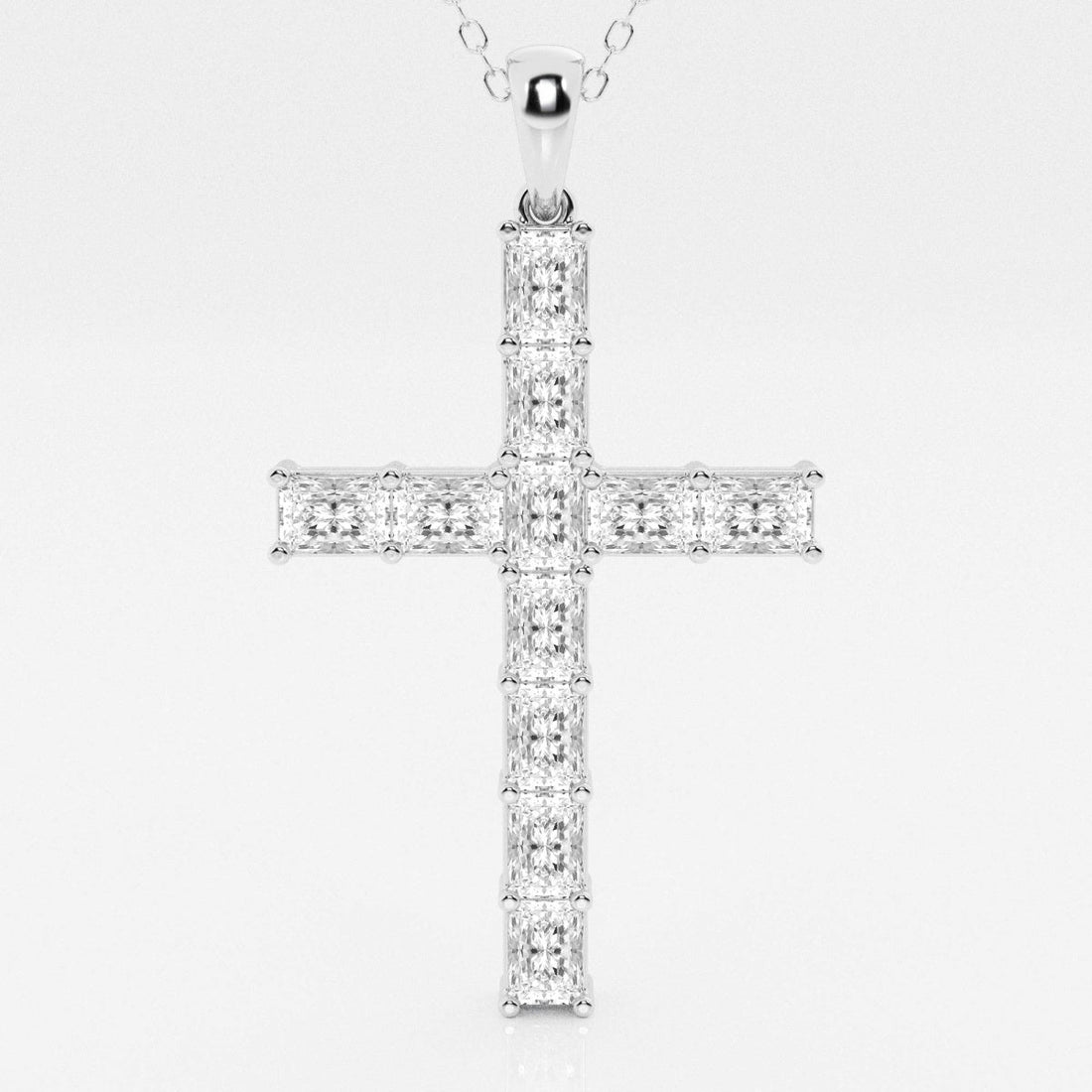 2.06 TCW Radiant Moissanite Diamond Cross Necklace
