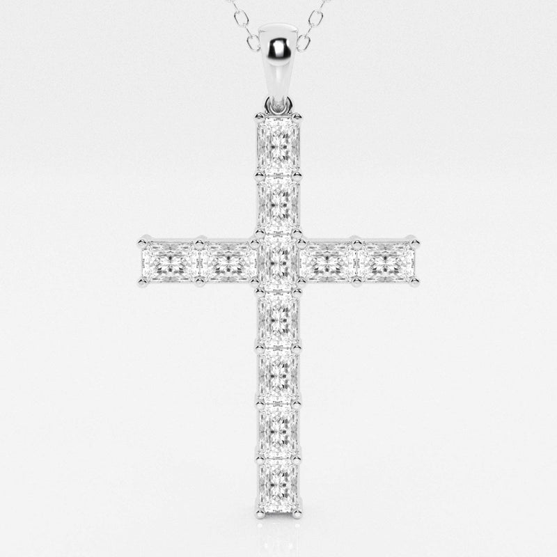 2.06 TCW Radiant Moissanite Diamond Cross Necklace
