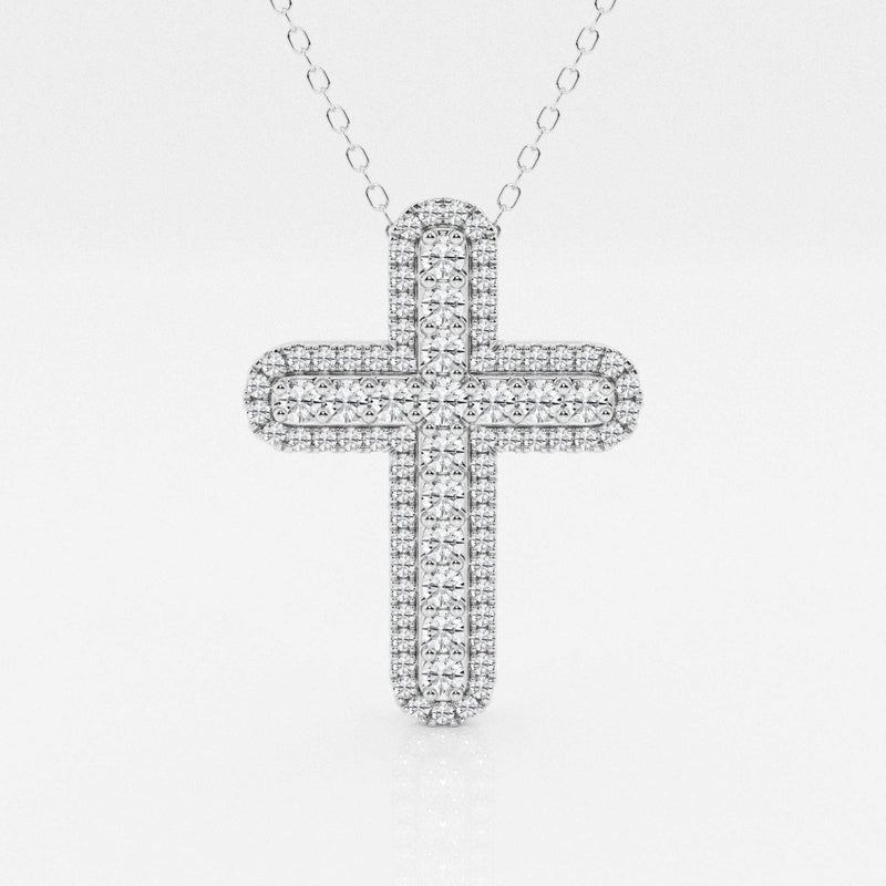 0.76 TCW Round Moissanite Diamond Cross Necklace