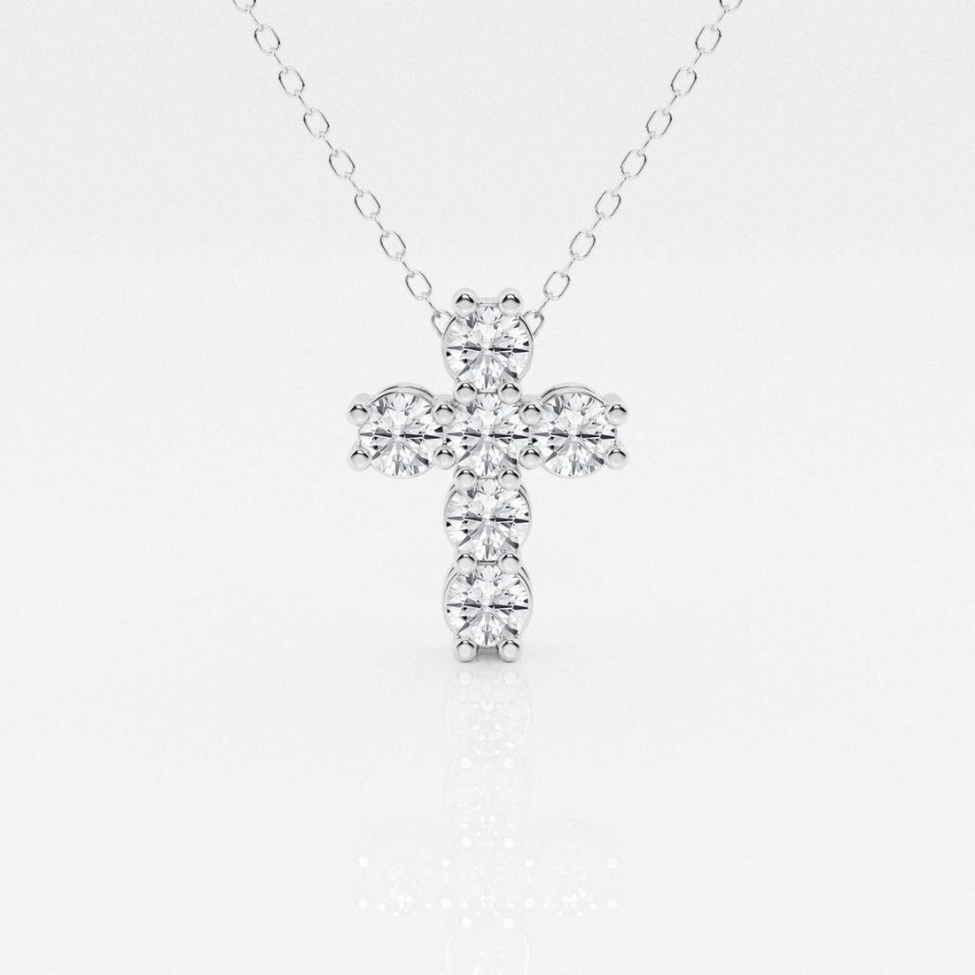 1.01 TCW Round Moissanite Diamond Cross Necklace