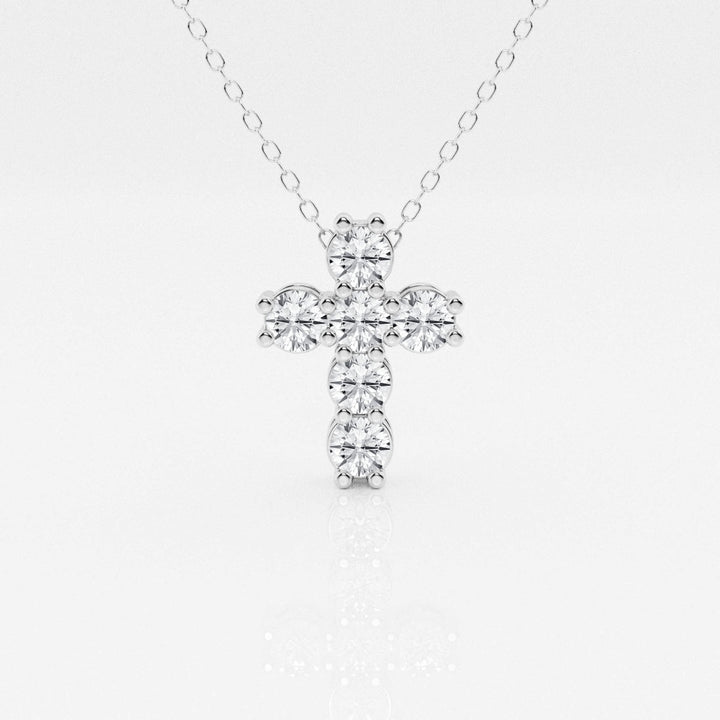 1.01 TCW Round Moissanite Diamond Cross Necklace