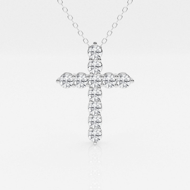 1.0 TCW Round Moissanite Diamond Cross Necklace
