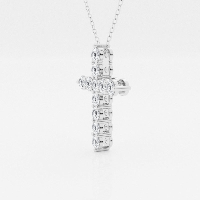 1.0 TCW Round Moissanite Diamond Cross Necklace