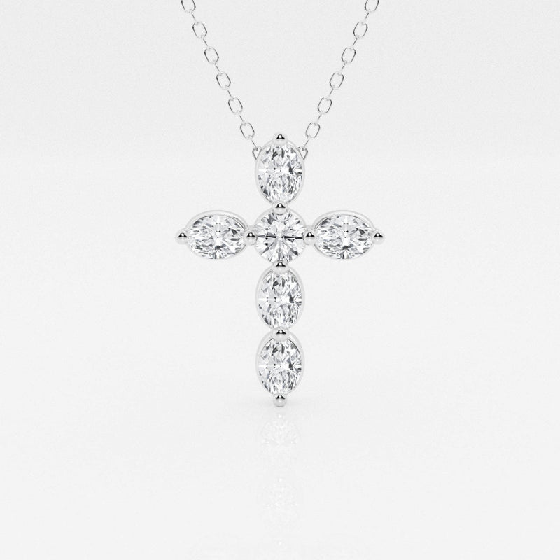 1.0 TCW Round & Oval Moissanite Diamond Cross Necklace