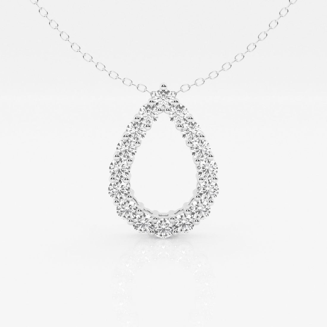 1.0 TCW Round Moissanite Diamond Pear Shape Pendant Necklace