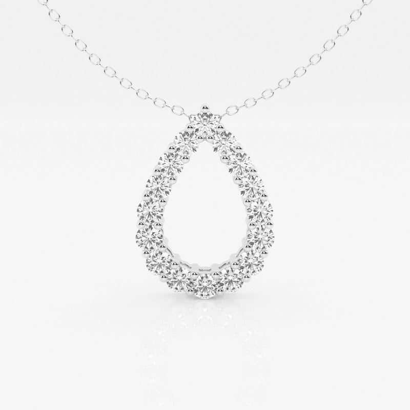 1.0 TCW Round Moissanite Diamond Pear Shape Pendant Necklace