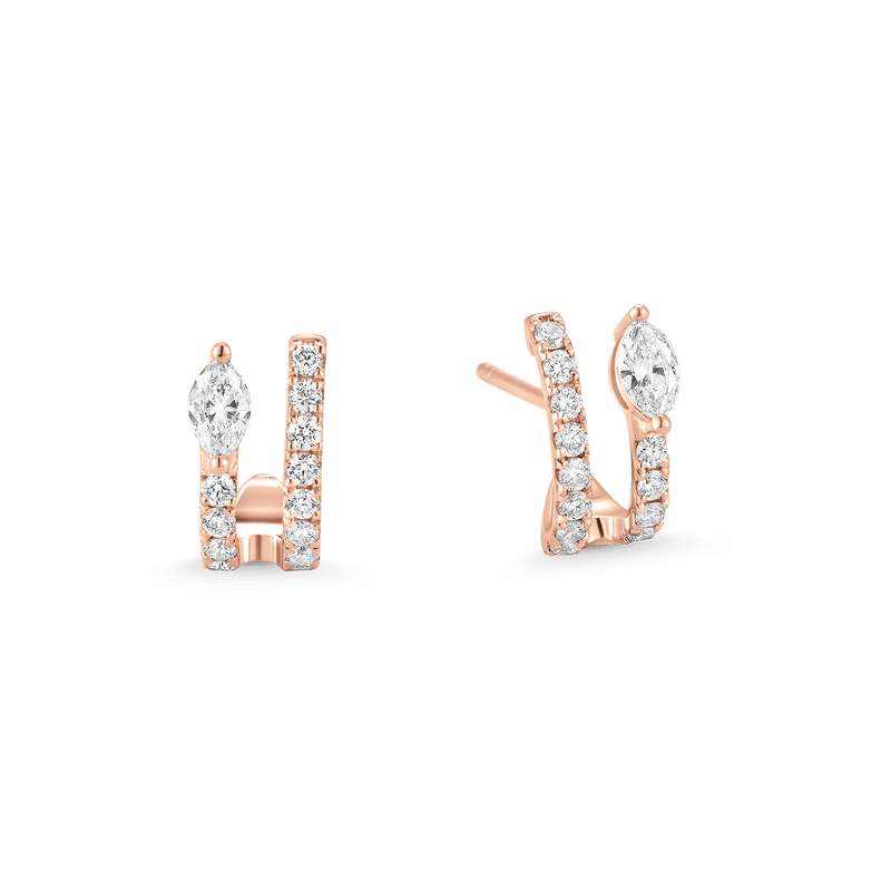 0.49 TCW Round & Marquise Moissanite Diamond Hoop Huggie Earrings