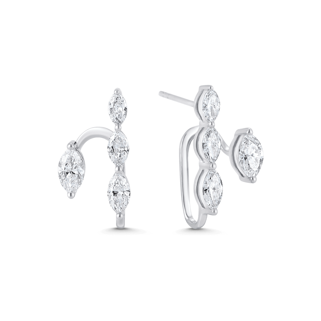 1.17 TCW Round Moissanite Diamond Ear Jacket Earrings