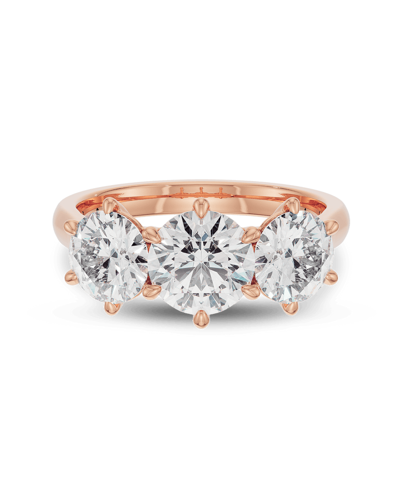 1.5 - 3.5 CT Round CVD Diamond Three Stone Engagement Ring