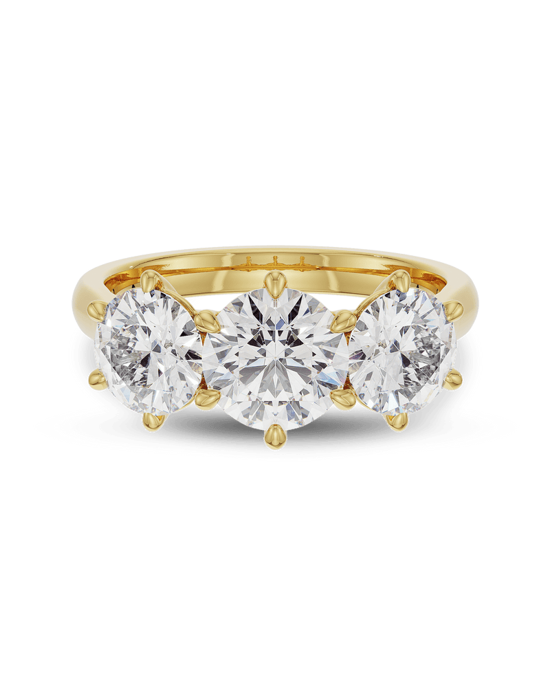 1.5 - 3.5 CT Round CVD Diamond Three Stone Engagement Ring