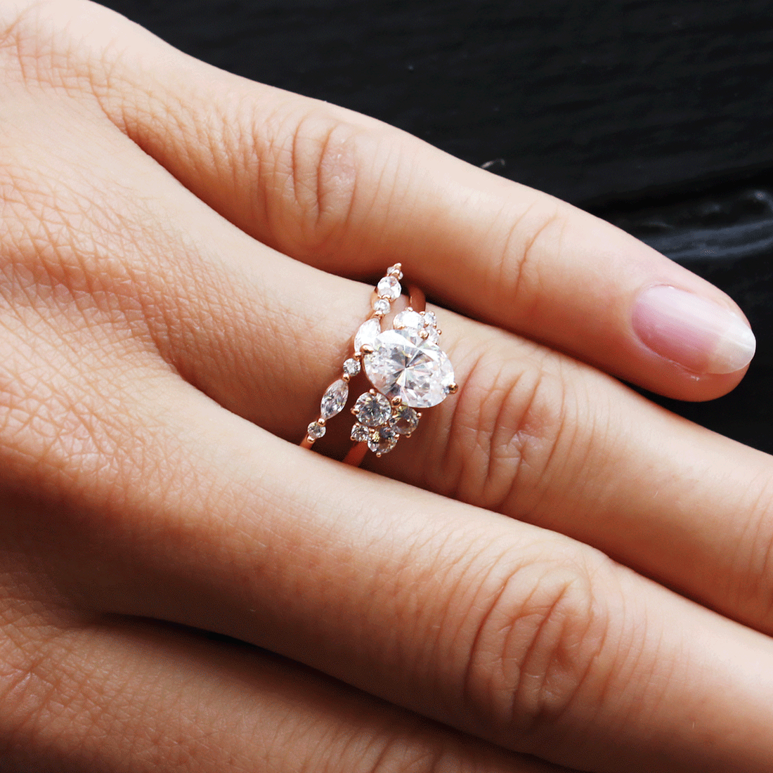 0.26ctw Marquise and Round Cut Half Eternity Wedding Band