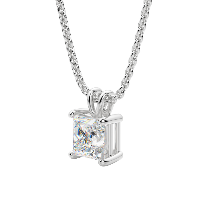 0.25-1.0ct Princess Cut Moissanite Solitaire Necklace