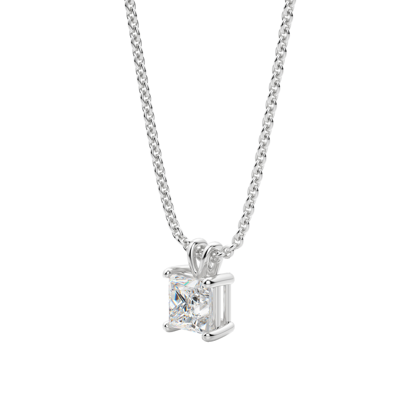 0.25-1.0ct Princess Cut Moissanite Solitaire Necklace
