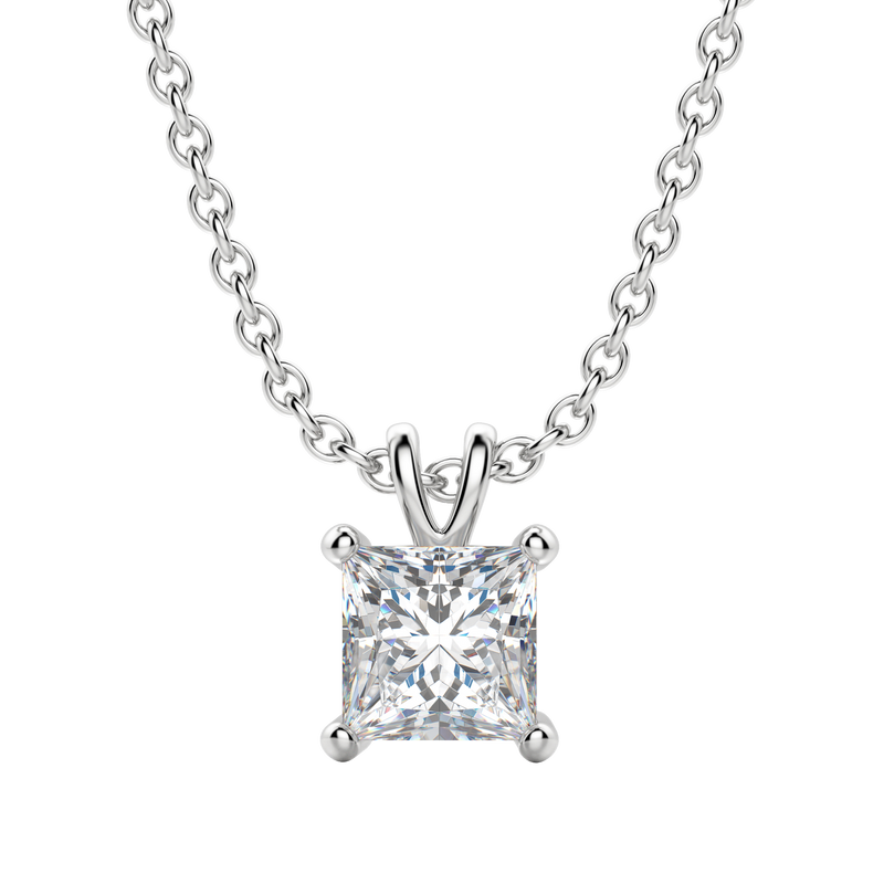 0.25-1.0ct Princess Cut Moissanite Solitaire Necklace