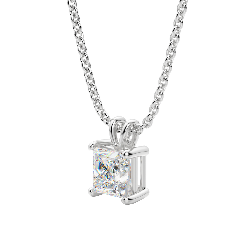 0.25-1.0ct Princess Cut Moissanite Solitaire Necklace
