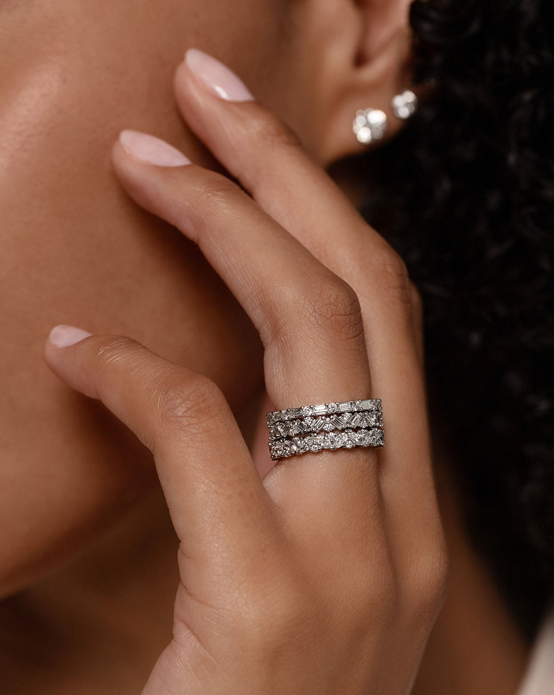Baguette & Round Cut Moissanite Eternity Diamond Wedding Band