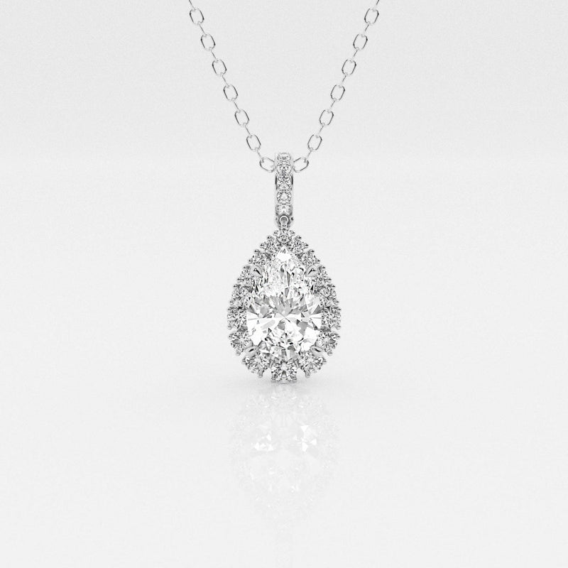 2.0 CT Pear Moissanite Diamond Halo Necklace