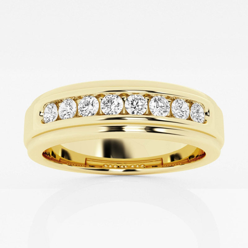 5mm Round Cut Channel Set Lab Grown Men's Wedding Band