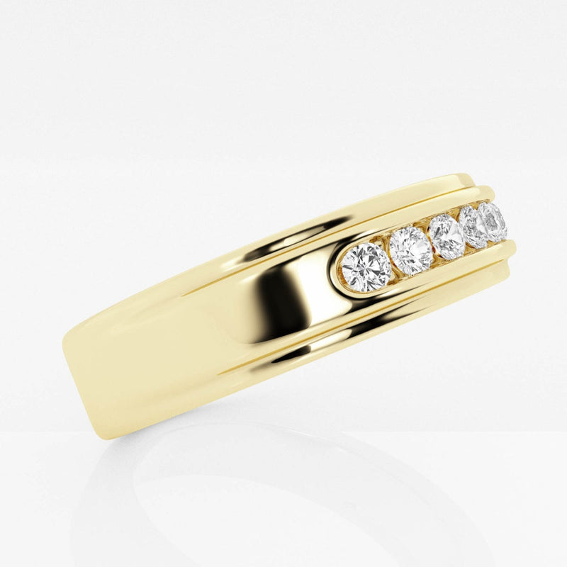 5mm Round Cut Channel Set Lab Grown Men's Wedding Band