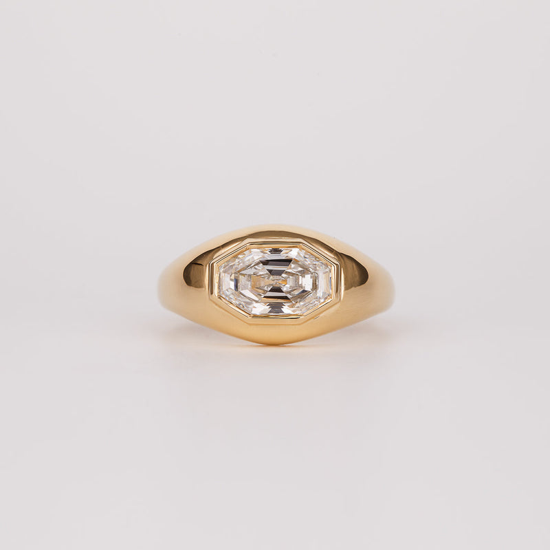 1.0CT-2.0CT Octagon Cut Moissanite Diamond Flush Set Engagement Ring