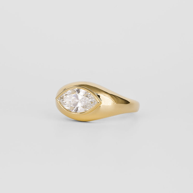 1.50CT-2.50CT Marquise Cut Diamond Thick Bezel Engagement Ring