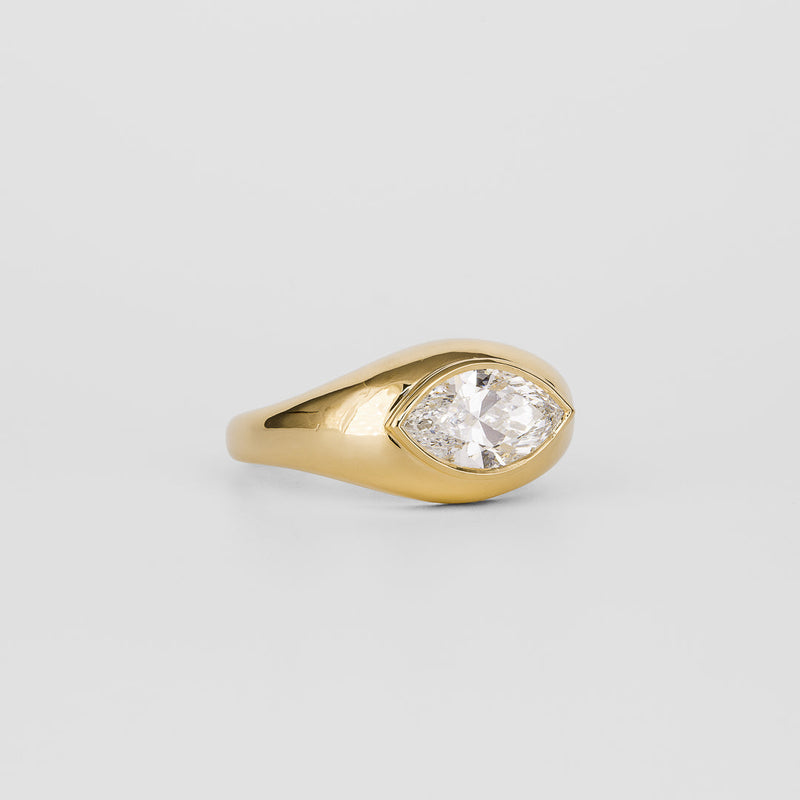 1.50CT-2.50CT Marquise Cut Diamond Thick Bezel Engagement Ring