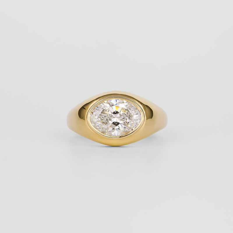 1.0CT-3.0CT Bezel Oval Cut Moissanite Diamond Flush Engagement Ring