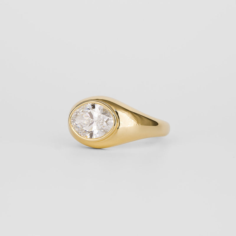 1.0CT-3.0CT Bezel Oval Cut Moissanite Diamond Flush Engagement Ring