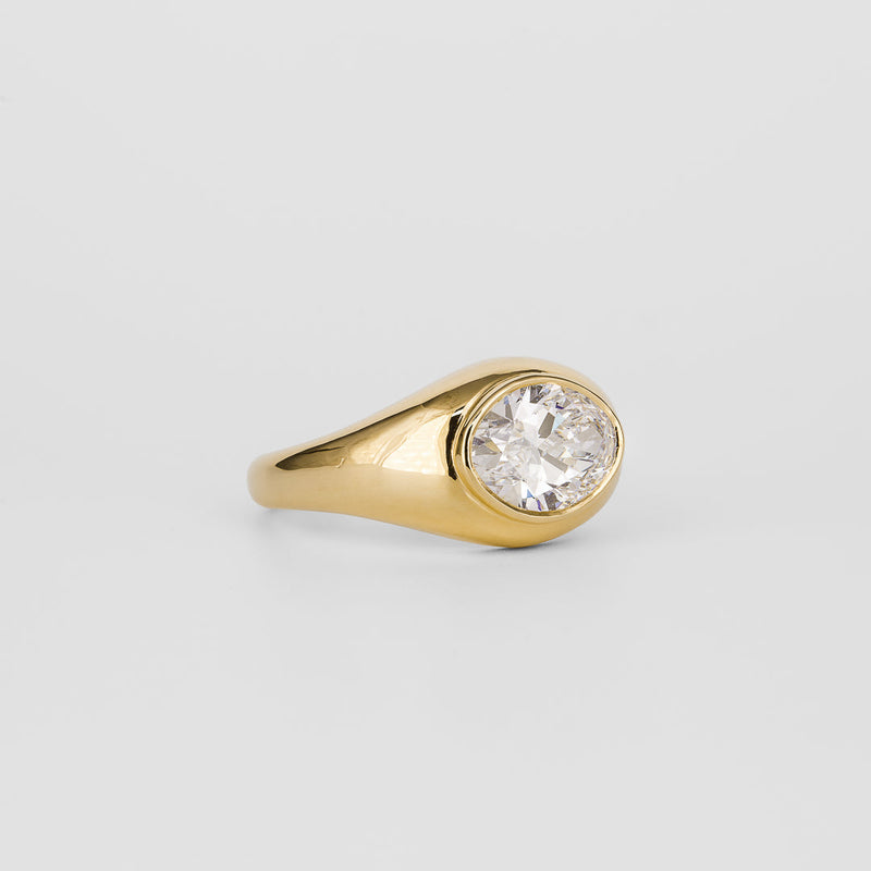 1.0CT-3.0CT Bezel Oval Cut Moissanite Diamond Flush Engagement Ring