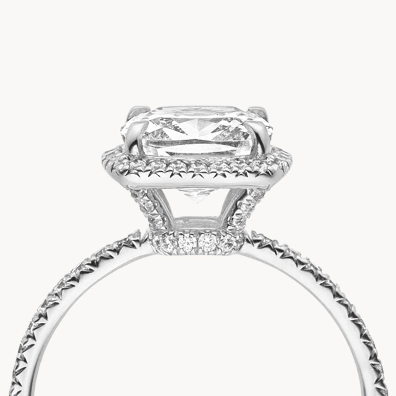 1.0-3.0 CT Cushion Cut CVD Diamond Halo Pave Setting Engagement Ring