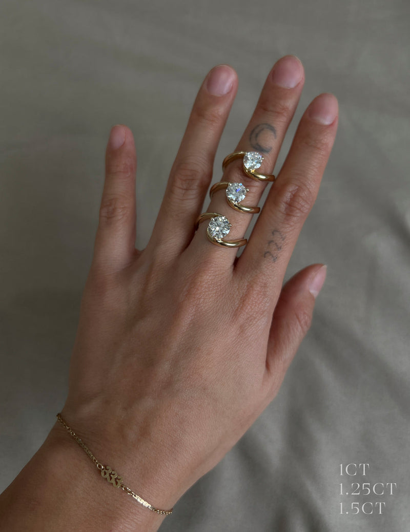 1.0CT-2.0CT Round Cut Moissanite Unique Diamond Engagement Ring
