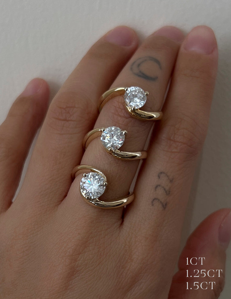1.0CT-2.0CT Round Cut Moissanite Unique Diamond Engagement Ring