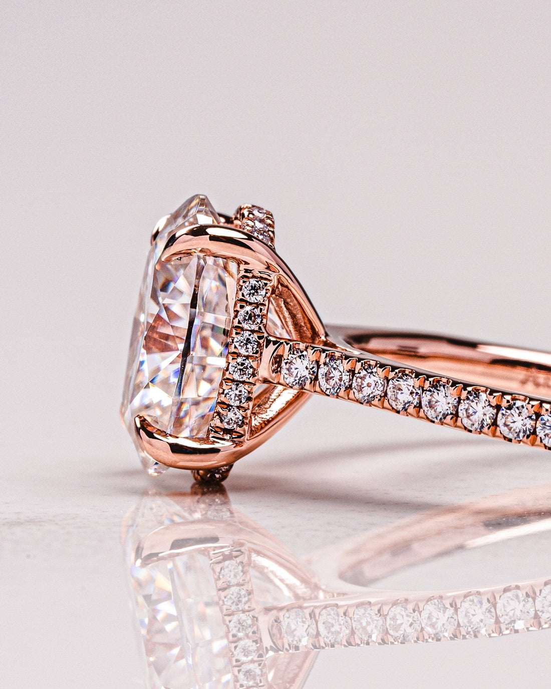 2.80CT Oval Moissanite Hidden Halo Pave Setting Engagement Ring