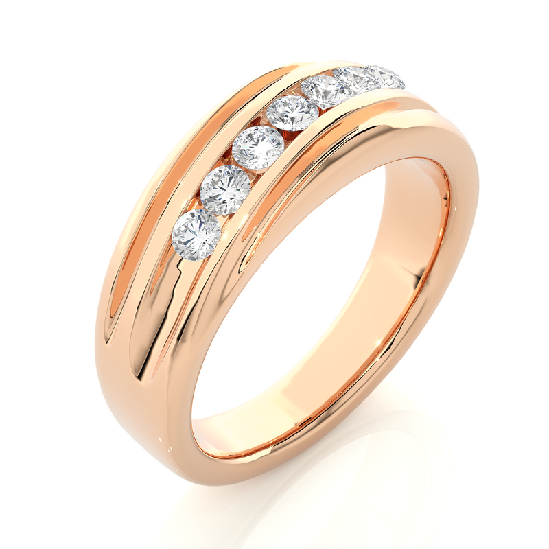 3mm Seven Stone Round Moissanite Men's Wedding Band