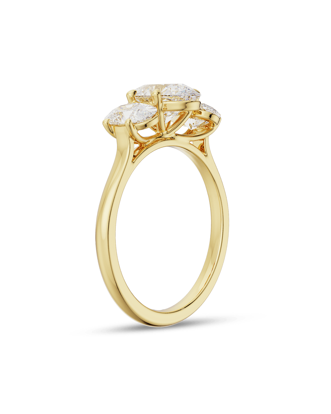 2.0 CT Oval CVD Diamond Three Stone Engagement Ring