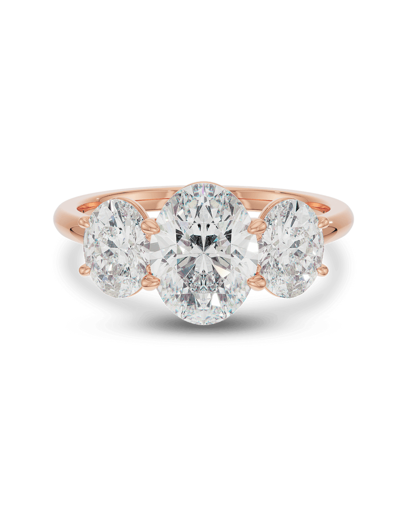 2.0 CT Oval CVD Diamond Three Stone Engagement Ring