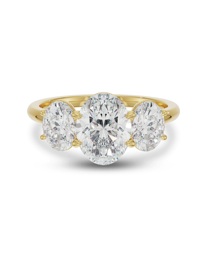 2.0 CT Oval CVD Diamond Three Stone Engagement Ring