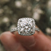 2.50CT Cushion Moissanite Halo Pave Setting Engagement Ring