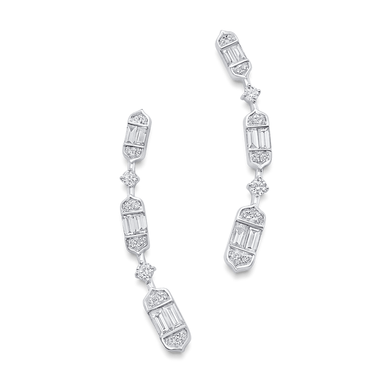 0.46 TCW Round & Baguette Moissanite Diamond Ear Crawler Earrings