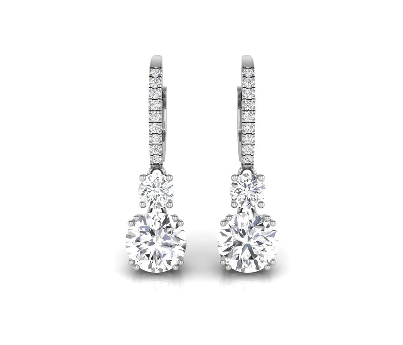 Round Cut Diamond Moissanite Hoop Earrings for Women
