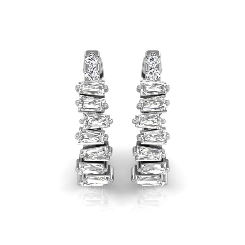 Trapped Baguette Diamond Moissanite Circle Earrings for Her