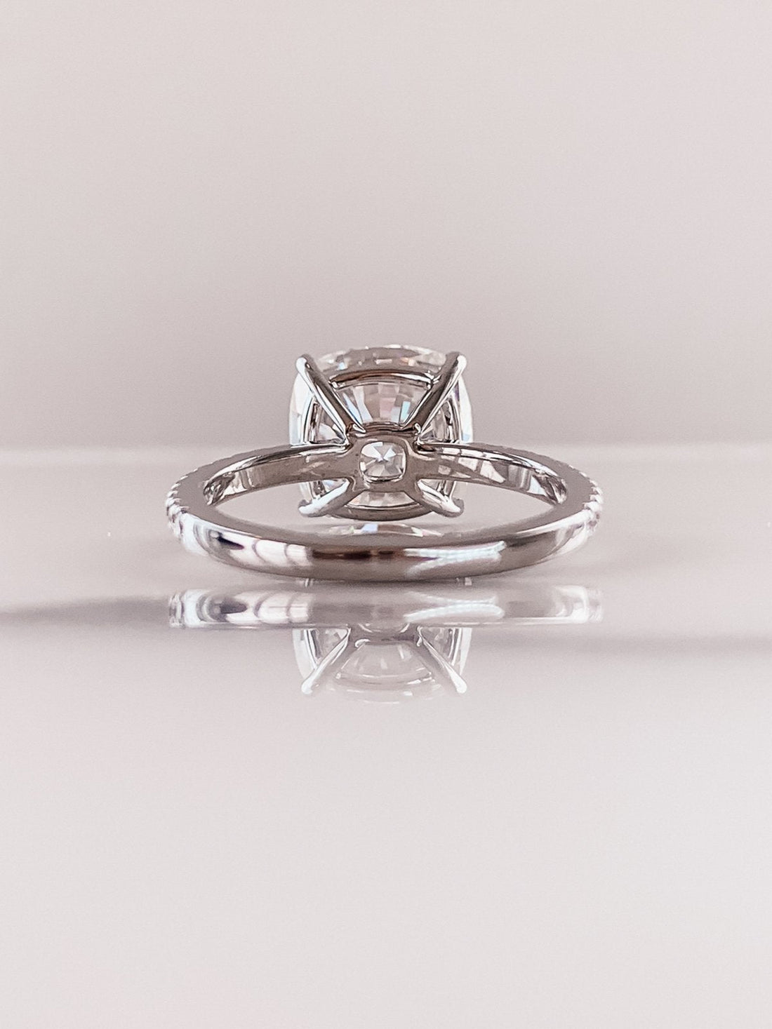 4.0 CT Cushion Moissanite Solitaire Pave Setting Engagement Ring