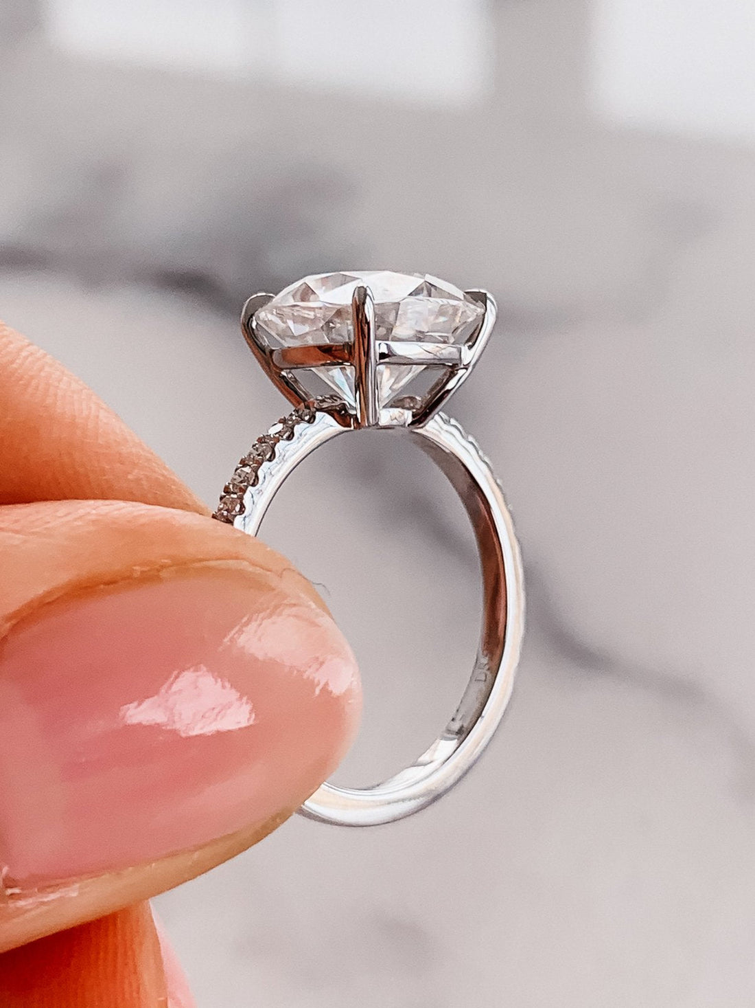 4.0 CT Cushion Moissanite Solitaire Pave Setting Engagement Ring