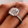 4.0 CT Cushion Moissanite Solitaire Pave Setting Engagement Ring