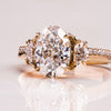 1.0 - 3.0 CT Oval CVD Diamond Three Stone Style Engagement Ring