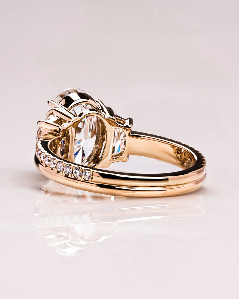 1.0 - 3.0 CT Oval CVD Diamond Three Stone Style Engagement Ring