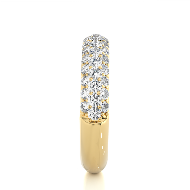 4mm Three Row Moissanite Men's Wedding Band In Yellow Gold