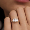 1.5 -3.5 CT Emerald Cut CVD Diamond Three Stone Engagement Ring
